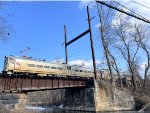 Eastbound Dinky crossing over the Delaware & Raritan Canal Bridge 